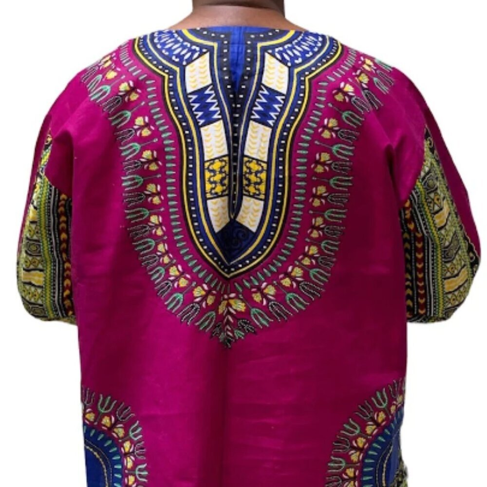 Traditional Print Long-Sleeve Dashiki - Purple - Picture 2 of 2